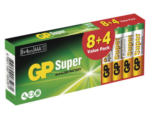 Alkalické baterie GP Super AAA (LR03) 8+4 ks ASKO - NÁBYTEK